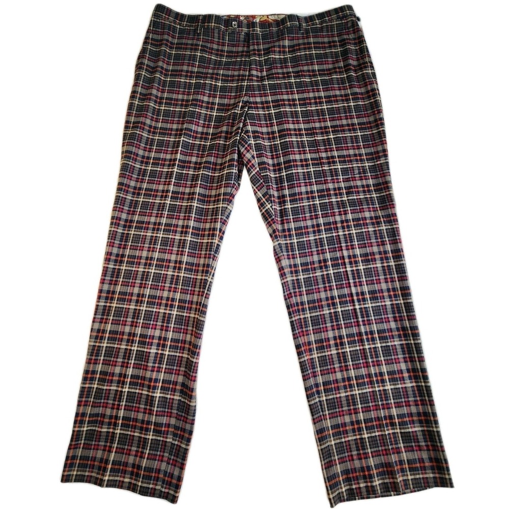 PAISLEY & GRAY Slim Fit Pants Mens 40 x 32 Brown Red Plaid Trousers NEW